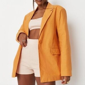 Misguided Orange Linen Women's Blazer